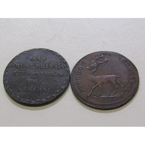 39 - Middlesex Halfpenny Copper Tokens x 2: 1794 Political ‘Map of France’. o: 'Honor' trodden underfoot,... 