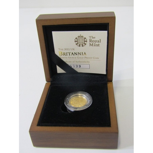 4 - 2011 Elizabeth II Gold Proof Britannia 10 Pounds.  Obv: Queen Elizabeth II; Rev: Seated Britannia.  ... 