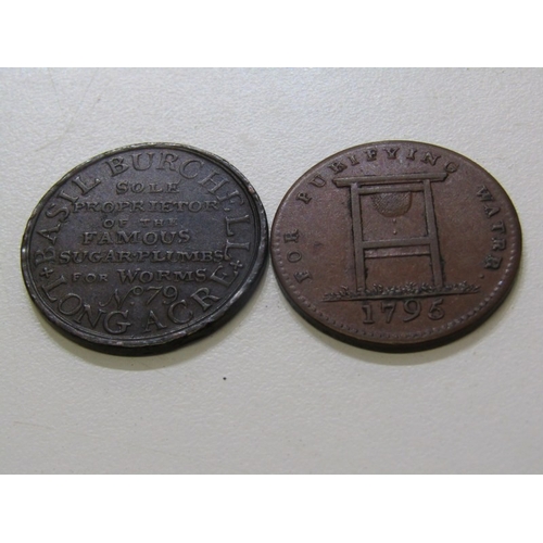 40 - Middlesex Halfpenny Copper Tokens x 2:  1796 Coventry o: For Purifying Water r: The Filtering Stone ... 