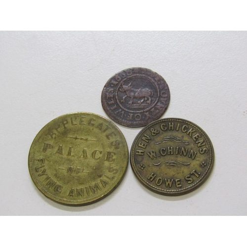 42 - 1668 Wiltshire Marlborough copper farthing, o: castle with four turrets r: trotting bull; circa1866 ... 