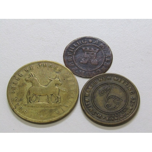 42 - 1668 Wiltshire Marlborough copper farthing, o: castle with four turrets r: trotting bull; circa1866 ... 