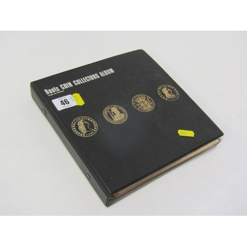 46 - A Boots coin album of 19th/20th Century pennies & halfpennies etc., a cigar box of 19th/20th Century... 