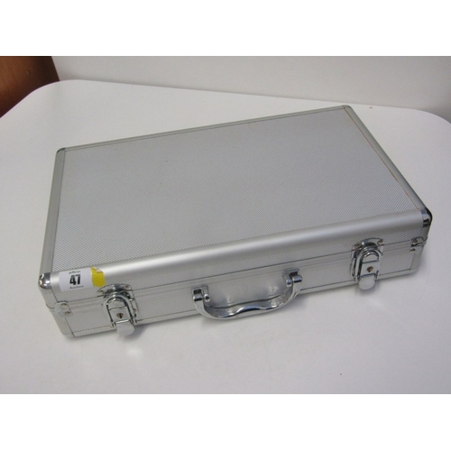 47 - An aluminium coin case in good condition, containing 2 trays of 5 pound crowns x 8, 1951 FoB crown &... 