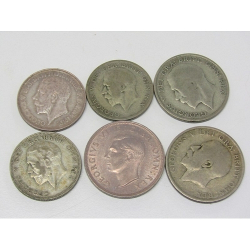 48 - Aluminium coin cases x 3, containing pre-1947 half crowns x 3 & florins x 3 (75 grams approx.); nick... 