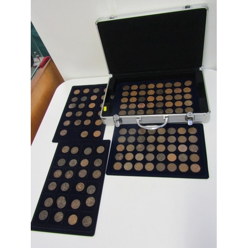 48 - Aluminium coin cases x 3, containing pre-1947 half crowns x 3 & florins x 3 (75 grams approx.); nick... 