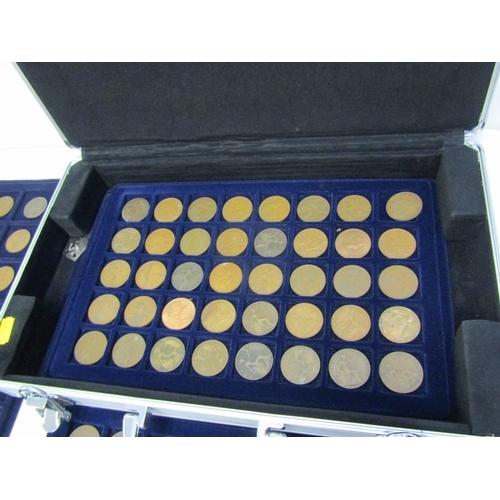 48 - Aluminium coin cases x 3, containing pre-1947 half crowns x 3 & florins x 3 (75 grams approx.); nick... 