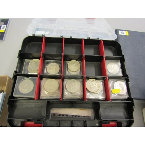 54 - A 6-tray coin case containing modern GB crowns to threepences; a Parkside organiser containing crown... 