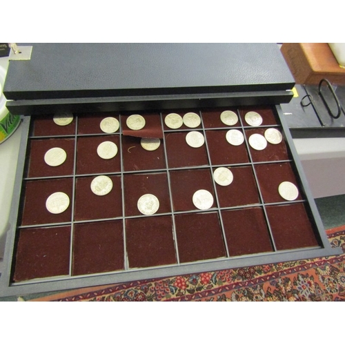 54 - A 6-tray coin case containing modern GB crowns to threepences; a Parkside organiser containing crown... 