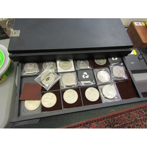 54 - A 6-tray coin case containing modern GB crowns to threepences; a Parkside organiser containing crown... 