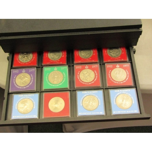 54 - A 6-tray coin case containing modern GB crowns to threepences; a Parkside organiser containing crown... 