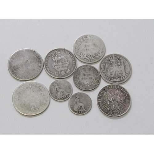 56 - 17th-19th Century Silver: William IV shillings x 2;  William IV groat; 1825 George IV shilling; Vict... 