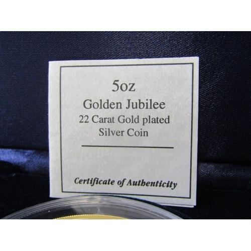 6 - 2002 Elizabeth II Silver Proof gold-plated with enamel highlights 5 ounce 10 Pounds, commemorating t... 