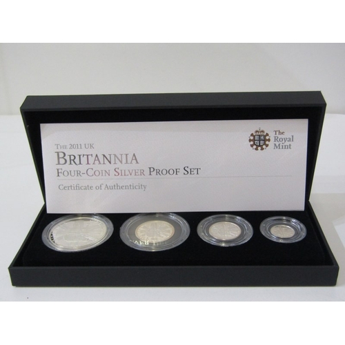 7 - 2011 UK Britannia 4-coin silver proof set consisting of £2 (1 oz), £1 (1/2 oz), 50 pence (1/4 oz) & ... 