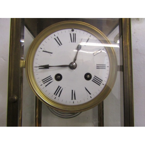 MANTEL CLOCK, a French brass cased 4 glass mantel clock, with bevelled ...