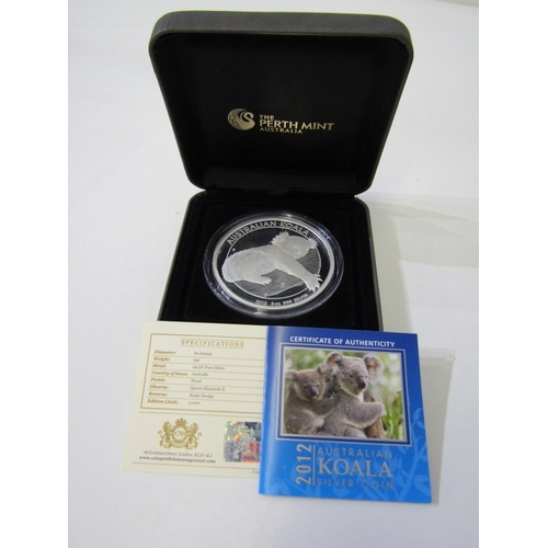 9 - 2012 Australia Fine Silver Proof 5 ounce Koala 8 Dollars..  Capsuled in Perth Mint bespoke presentat... 