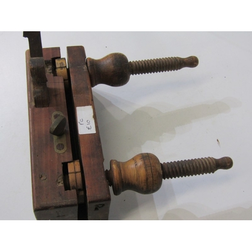 48 - ANTIQUE WOODEN PLANE, a French 19th century wooden screw arm plough plane, with threaded wooden stem... 