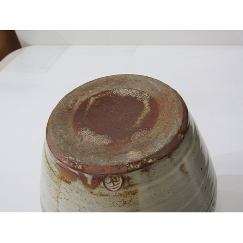 6 - WENFORD BRIDGE STUDIO POTTERY VASE, an earthenware vase with incised sgraffito crosses and swirl des... 