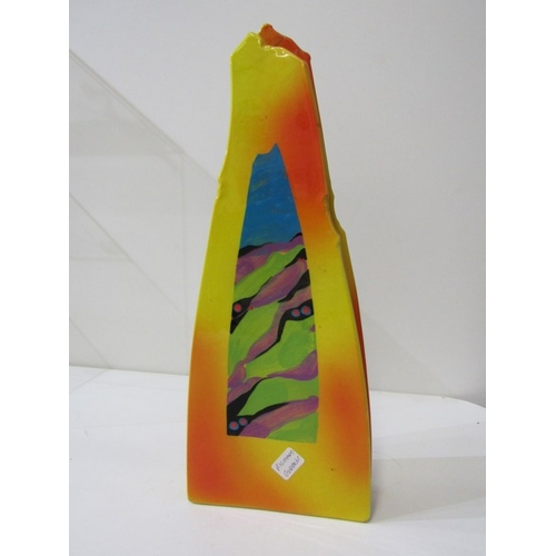 17 - RICHARD GODFREY POTTERY, a Richard Godfrey vase, of unusual form, brightly painted to front and rear... 