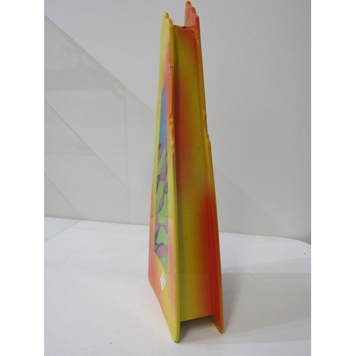 17 - RICHARD GODFREY POTTERY, a Richard Godfrey vase, of unusual form, brightly painted to front and rear... 