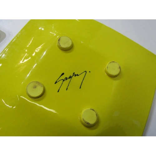 24 - RICHARD GODFREY POTTERY, a Richard Godfrey studio pottery plate, featuring an abstract colourful gla... 