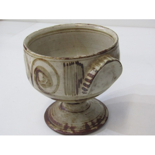 30 - MICHAEL CARDEW BOWL, Michael Cardew for Wenford Bridge stoneware footed bowl, (chalice) with iron gl... 