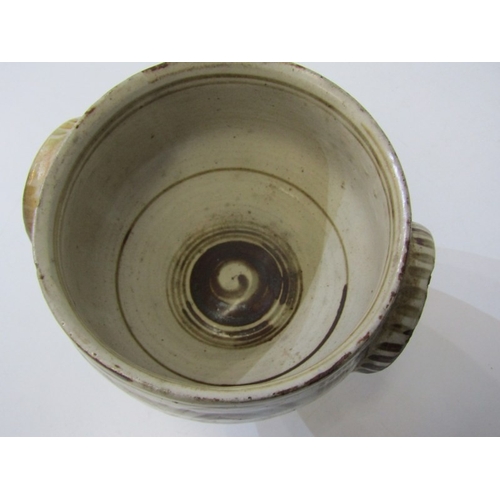 30 - MICHAEL CARDEW BOWL, Michael Cardew for Wenford Bridge stoneware footed bowl, (chalice) with iron gl... 