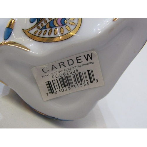 12 - CAT ORNAMENTS, a Paul Cardew design 'Cool Catz' 'Paisley' porcelain cat figurine. 15cm height. A sea... 