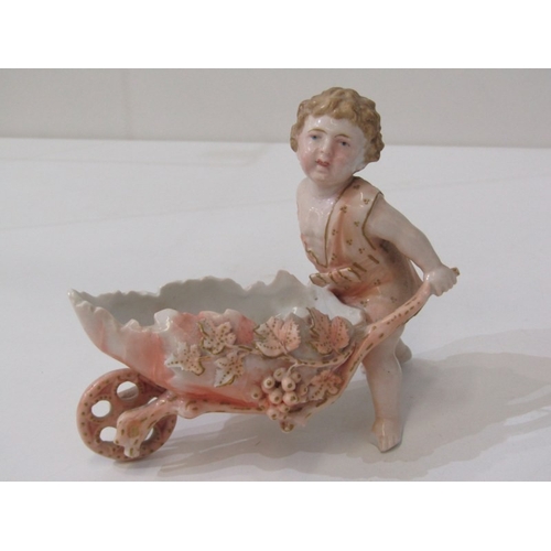 14 - PORCELAIN FIGURINES, a pair of 19th century continental candle holders with boy and girl to each. 18... 