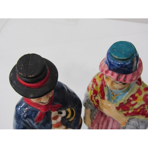 16 - ITALIAN POTTERY FIGURES, a pair of Italian pottery figures depicting a man and woman, him holding It... 