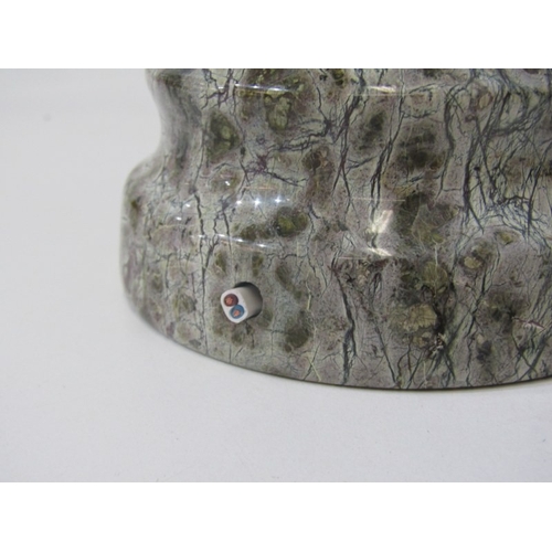 18 - CORNISH SERPENTINE, a Cornish serpentine lighthouse form table lamp base in mottled greens and brown... 