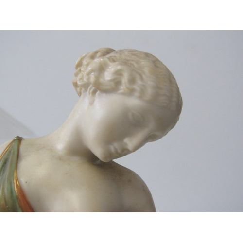 2 - ROYAL WORCESTER FIGURE, a Royal Worcester blush ivory figure of a scantily clad woman, holding a wat... 