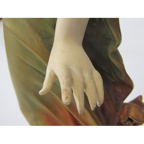 2 - ROYAL WORCESTER FIGURE, a Royal Worcester blush ivory figure of a scantily clad woman, holding a wat... 