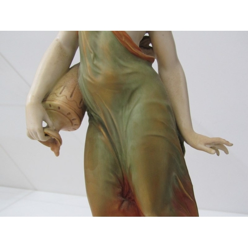 2 - ROYAL WORCESTER FIGURE, a Royal Worcester blush ivory figure of a scantily clad woman, holding a wat... 