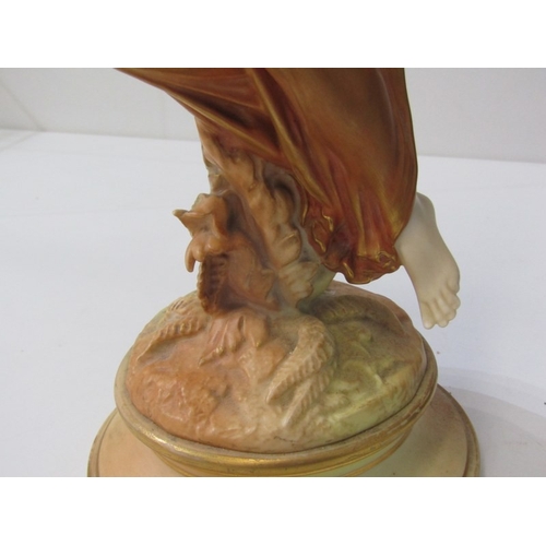 2 - ROYAL WORCESTER FIGURE, a Royal Worcester blush ivory figure of a scantily clad woman, holding a wat... 