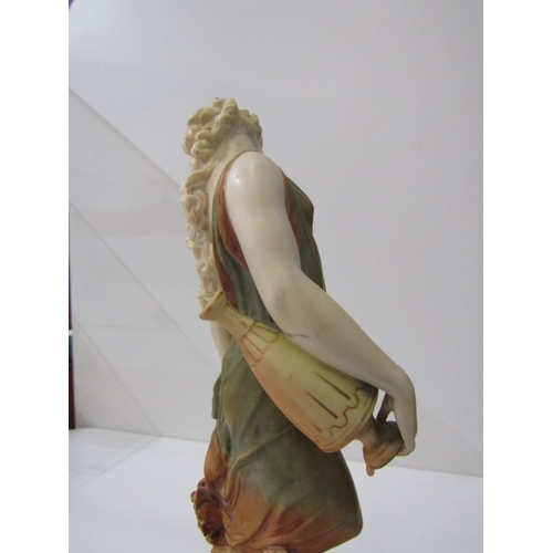 2 - ROYAL WORCESTER FIGURE, a Royal Worcester blush ivory figure of a scantily clad woman, holding a wat... 