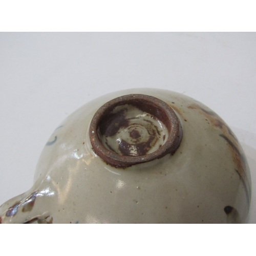 22 - WENFORD BRIDGE POTTERY, a Wenford Bridge pot and cover with scrolling brown and blue designs. Wenfor... 