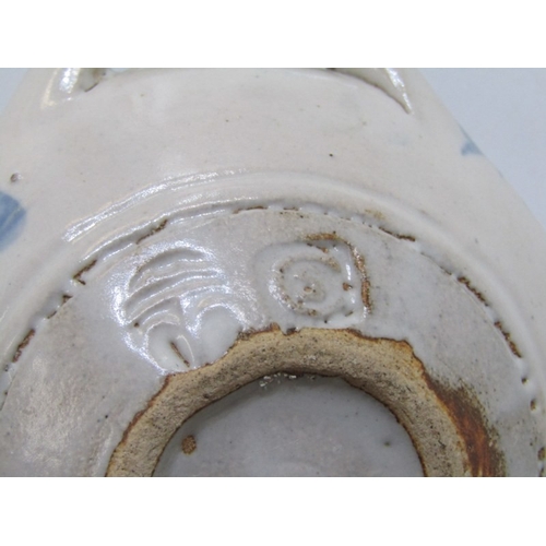 22 - WENFORD BRIDGE POTTERY, a Wenford Bridge pot and cover with scrolling brown and blue designs. Wenfor... 
