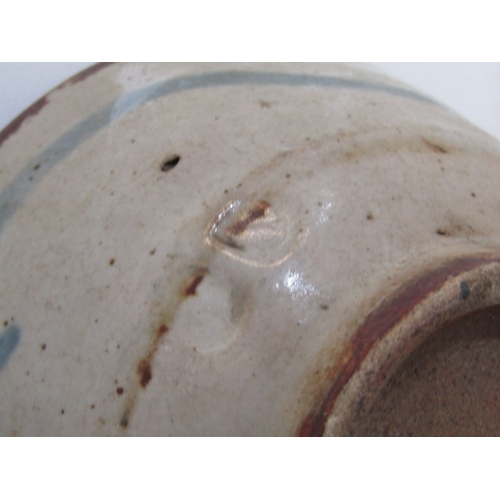 22 - WENFORD BRIDGE POTTERY, a Wenford Bridge pot and cover with scrolling brown and blue designs. Wenfor... 