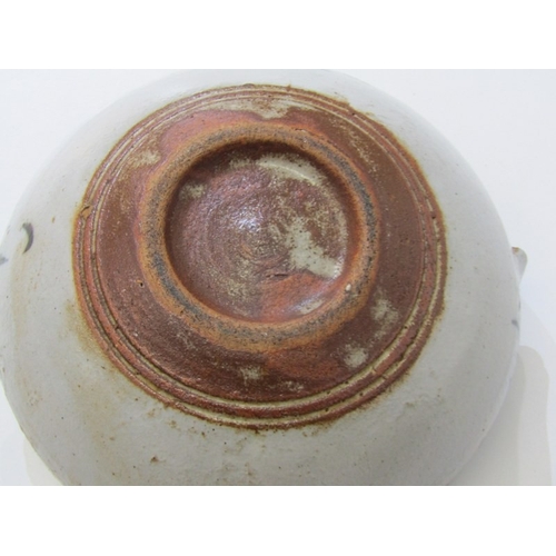 22 - WENFORD BRIDGE POTTERY, a Wenford Bridge pot and cover with scrolling brown and blue designs. Wenfor... 