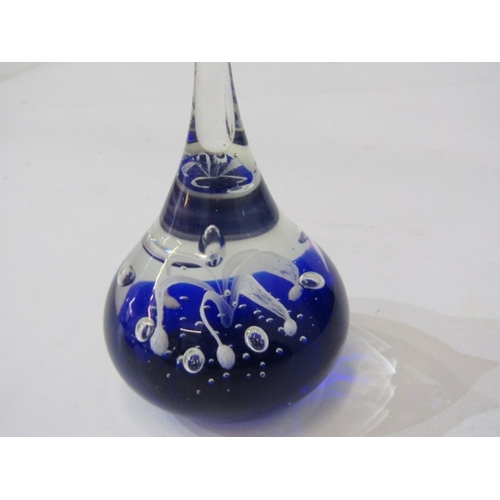 23 - GLASS PAPERWEIGHTS, 3 various glass paperweights, together with a stone ball on stand, another stone... 