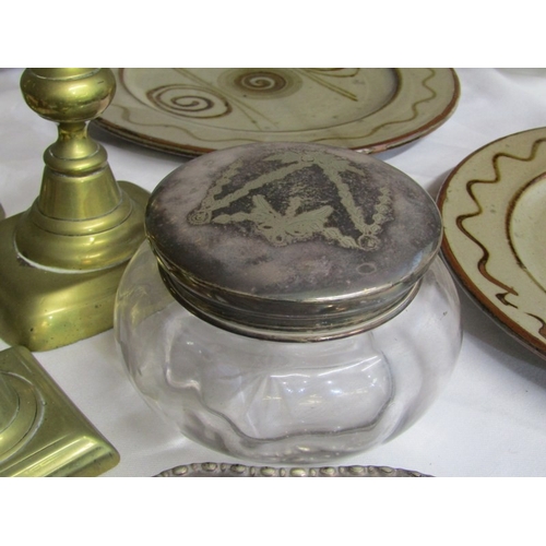 26 - ANTIQUE METALWARE, 3 pairs of antique brass candlesticks, 23cm height, 22.5cm height and 14cm height... 