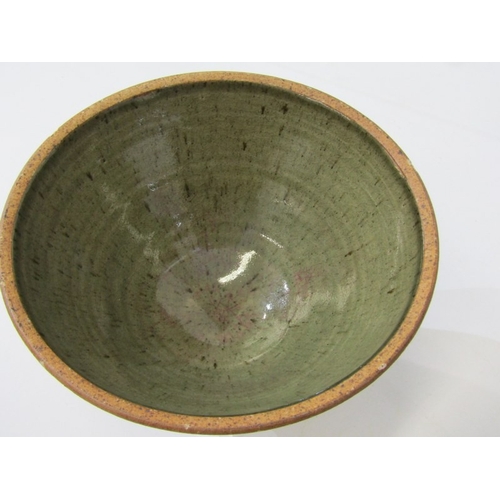 33 - LEACH POTTERY, a St. Ives Leach Pottery bowl, the interior with mottled green glaze. 20cm diameter x... 