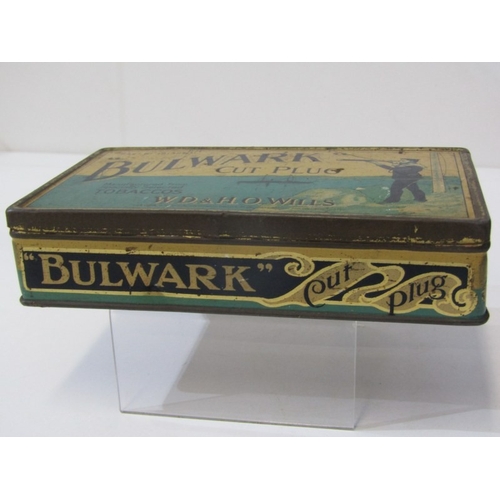 35 - ADVERTISING TINS, a collection of interesting old tins including 'Bulwark', cut plug tobacco by W.D.... 
