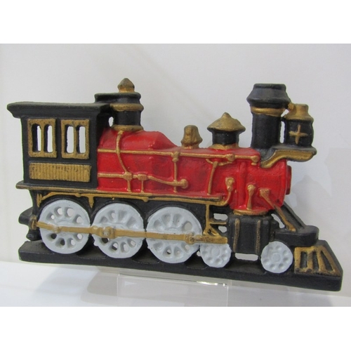 41 - RAILWAY, a Pair of Great Western Castle Class Engine Plates, a cast iron steam engine door stop and ... 