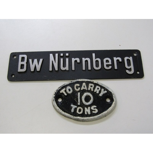 41 - RAILWAY, a Pair of Great Western Castle Class Engine Plates, a cast iron steam engine door stop and ... 
