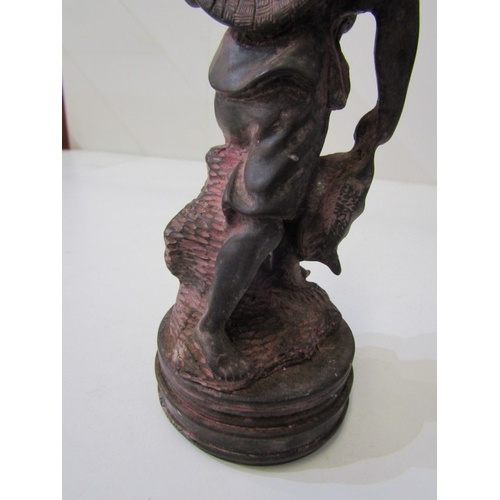 42 - ORIENTAL CARVINGS, a vintage Chinese carved wooden statue depicting a sage, such as Shou Xing, in th... 