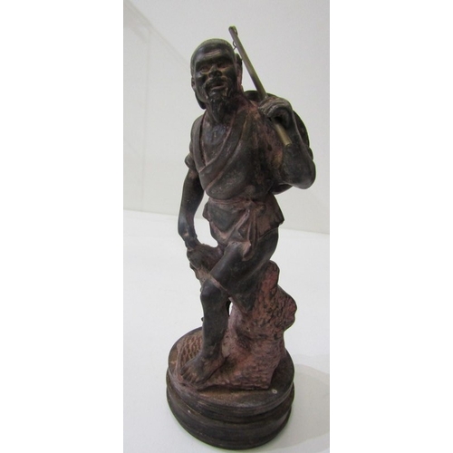 42 - ORIENTAL CARVINGS, a vintage Chinese carved wooden statue depicting a sage, such as Shou Xing, in th... 