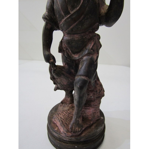 42 - ORIENTAL CARVINGS, a vintage Chinese carved wooden statue depicting a sage, such as Shou Xing, in th... 