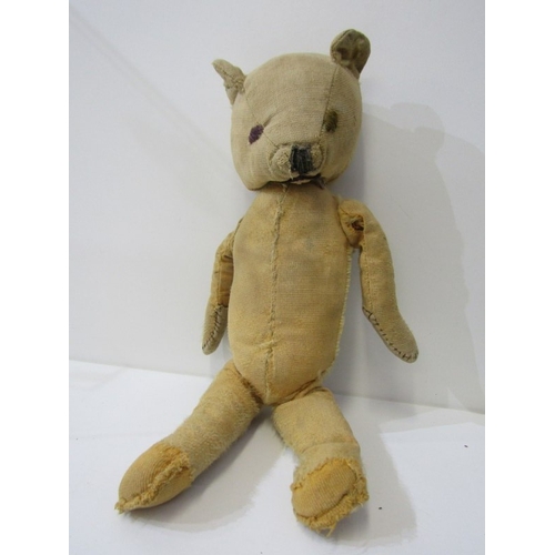 43 - TEDDY BEARS, a teddy bear with cinnamon brown body, stitched black nose and mouth with growler, carr... 