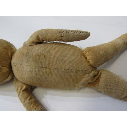 43 - TEDDY BEARS, a teddy bear with cinnamon brown body, stitched black nose and mouth with growler, carr... 